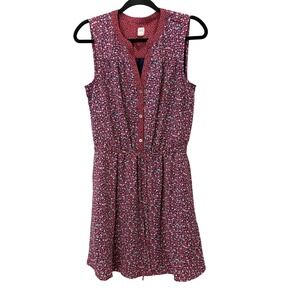 Gap‎ Petite Sleeveless Floral Mini Dress Pink Red Navy SP Split Neck Cottagecore